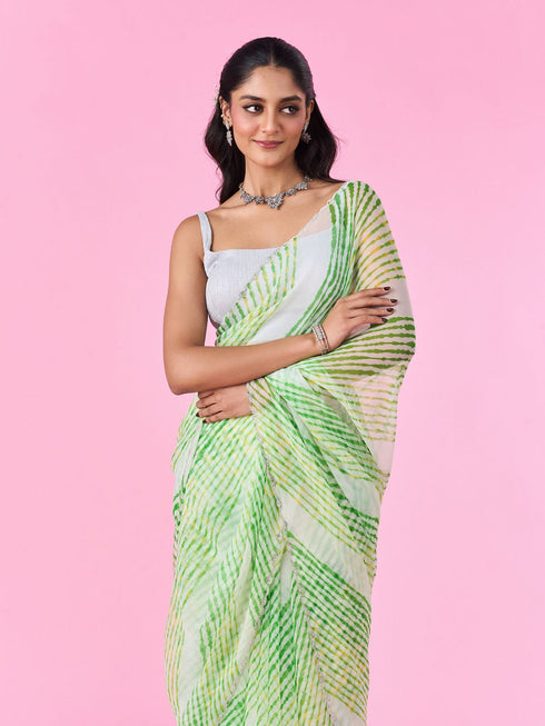 Mohey Emerald Elegance Chiffon Saree