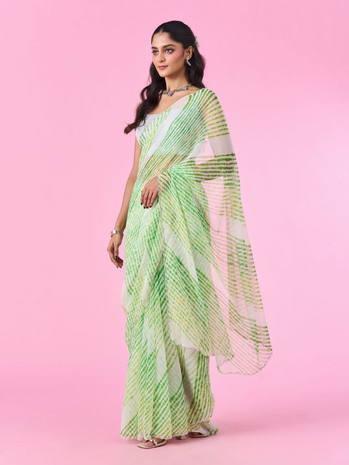 Mohey Emerald Elegance Chiffon Saree