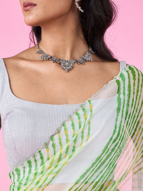 Mohey Emerald Elegance Chiffon Saree