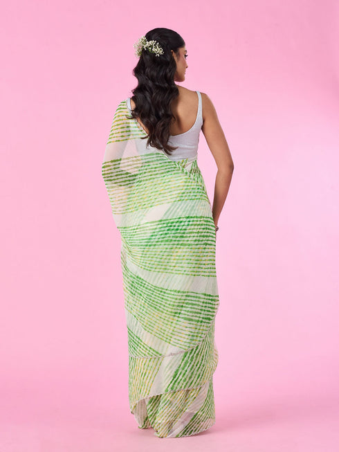 Mohey Emerald Elegance Chiffon Saree