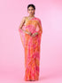 Mohey Radiant Rani-Orange Chiffon Saree
