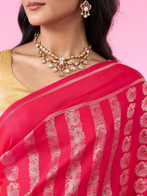 Mohey Pink Hue Banarasi Saree