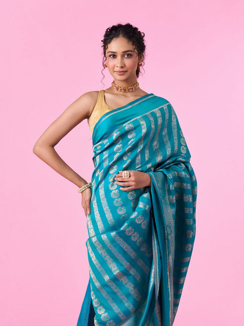 Mohey Emerald Elegance Banarasi Saree
