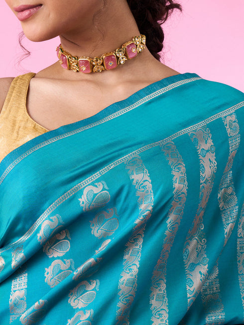 Mohey Emerald Elegance Banarasi Saree