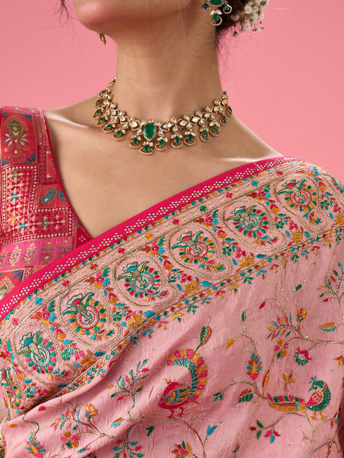 Mohey Pink Heavy Saree