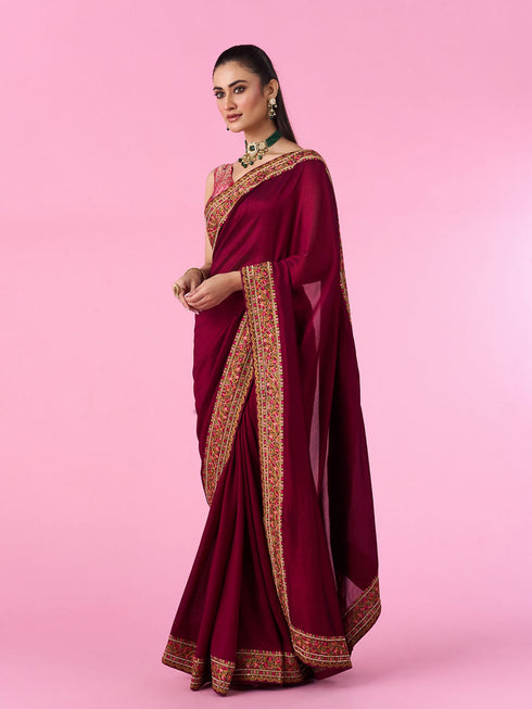 Mohey Wine Elegance Saree