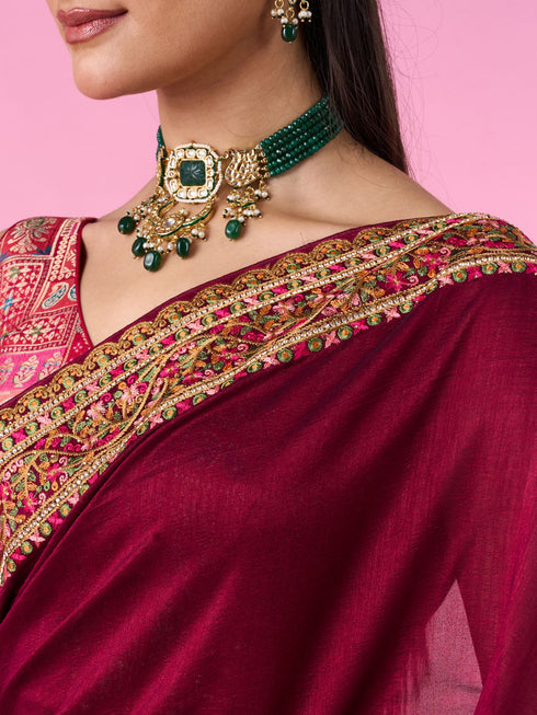 Mohey Wine Elegance Saree