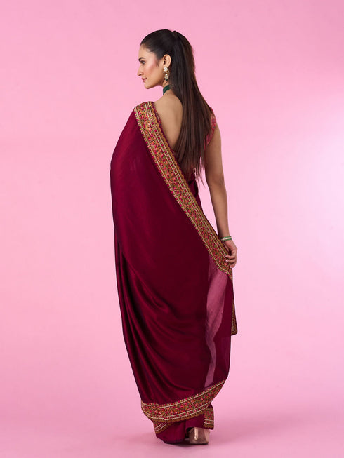 Mohey Wine Elegance Saree