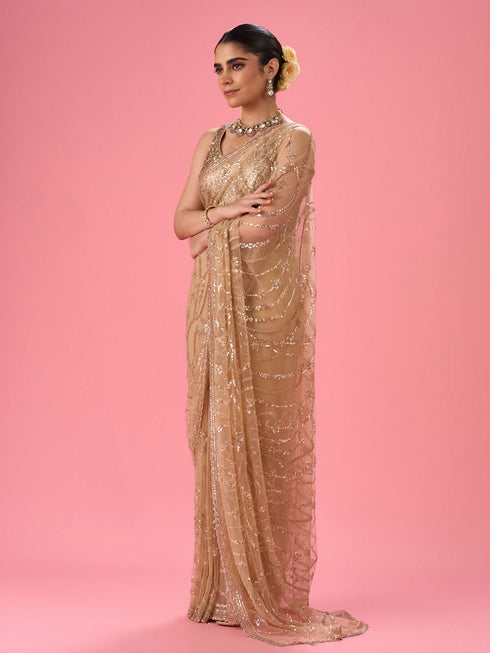 Mohey Radiant Beige Subtlety Saree
