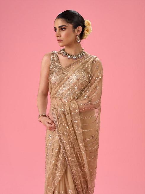 Mohey Radiant Beige Subtlety Saree