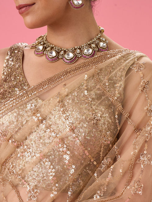 Mohey Radiant Beige Subtlety Saree