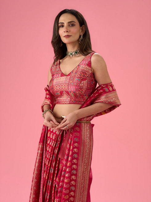 Mohey Pink Radiance Traditional Banarasi Saree