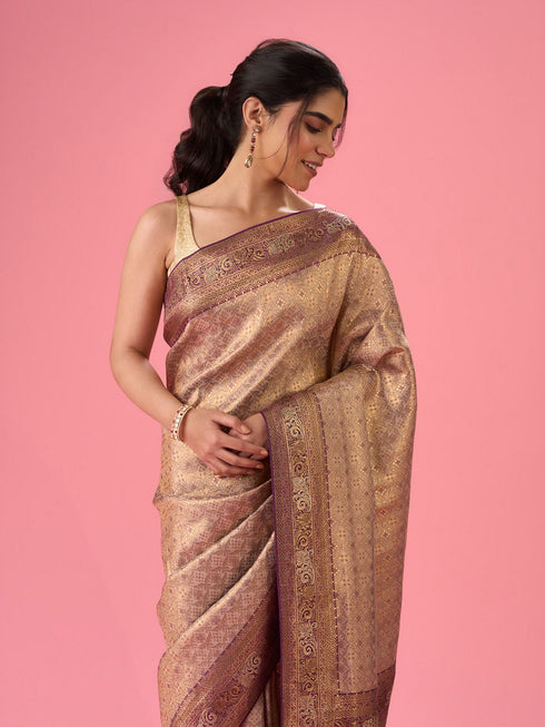 Mohey Majestic Purple Elegance Banarasi Saree