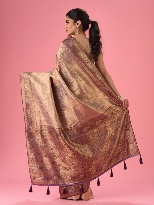 Mohey Majestic Purple Elegance Banarasi Saree