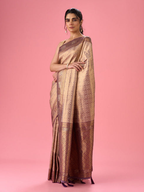 Mohey Majestic Purple Elegance Banarasi Saree