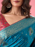 Mohey Radiant Teal Blue Banarasi Saree
