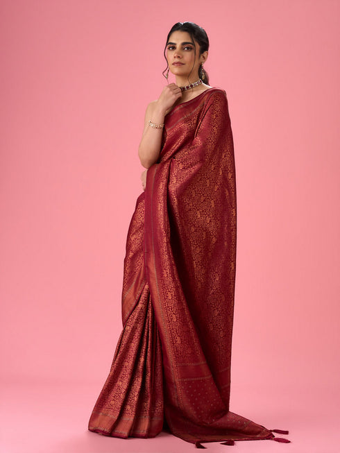Mohey Maroon Hues of Elegance Saree