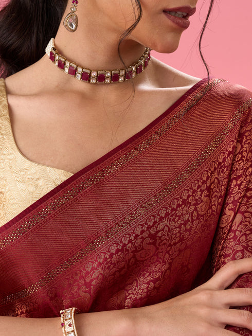 Mohey Maroon Hues of Elegance Saree