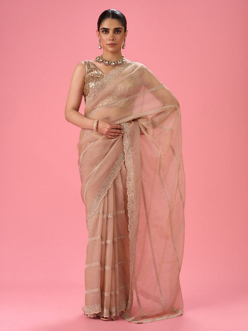 Mohey Fawn Elegance Party Wear Saree