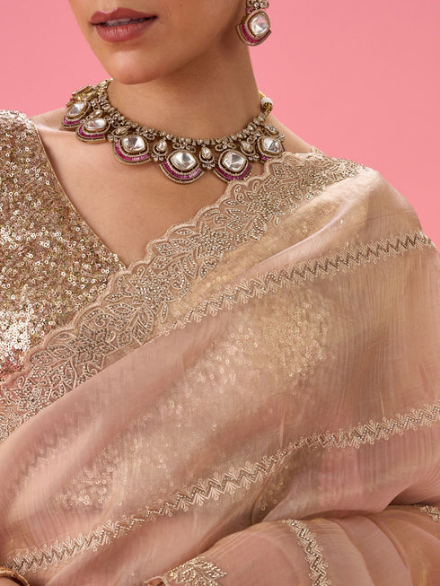 Mohey Fawn Elegance Party Wear Saree
