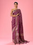Mohey Enthralling Wine Banarasi Saree