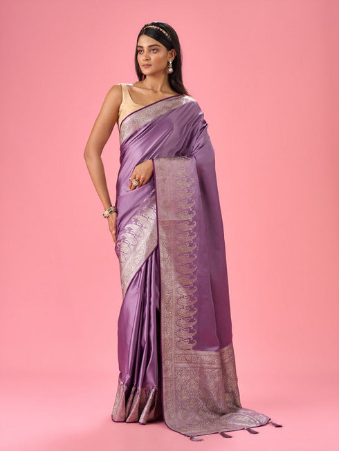 Mohey Elegant Purple Opulence Banarasi Saree