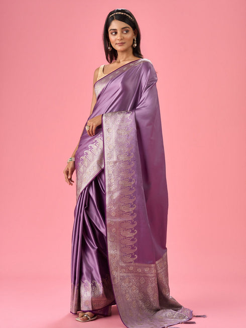 Mohey Elegant Purple Opulence Banarasi Saree