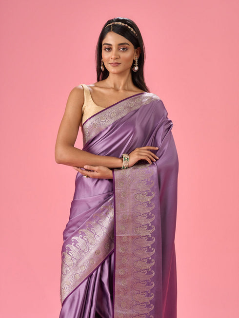 Mohey Elegant Purple Opulence Banarasi Saree