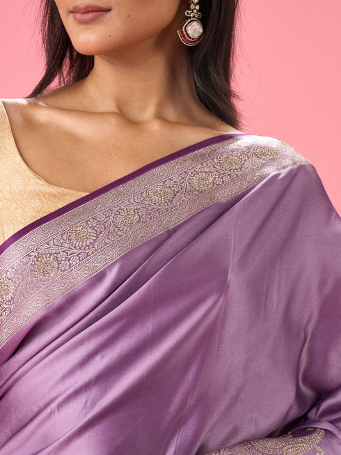 Mohey Elegant Purple Opulence Banarasi Saree