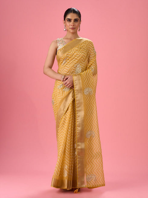 Mohey Ebullient Yellow Saree