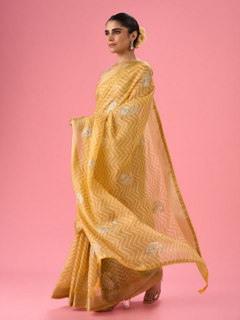 Mohey Ebullient Yellow Saree
