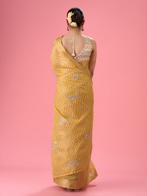 Mohey Ebullient Yellow Saree