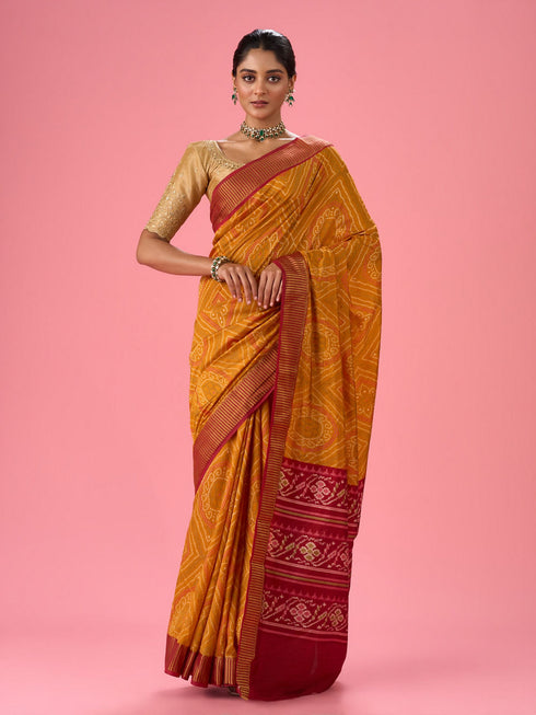 Mohey Mustard Yellow Festive Saree