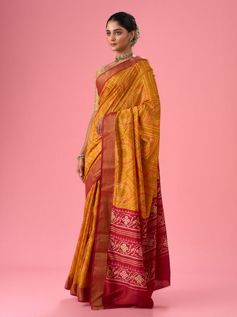 Mohey Mustard Yellow Festive Saree