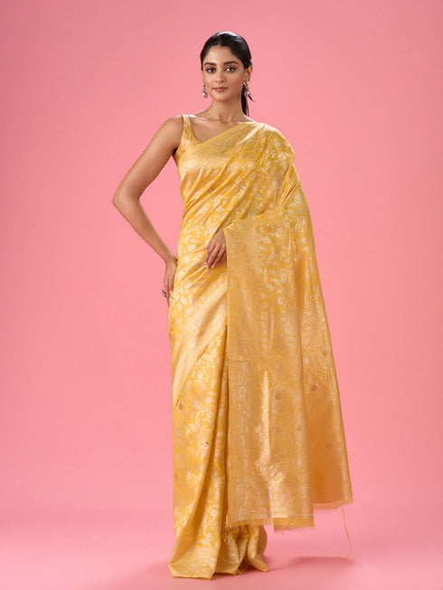 Mohey Glowing Yellow Festive Saree