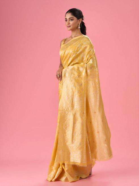 Mohey Glowing Yellow Festive Saree