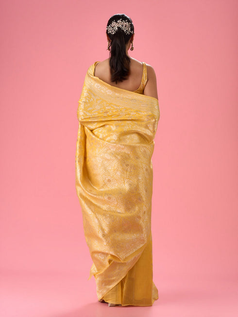 Mohey Glowing Yellow Festive Saree