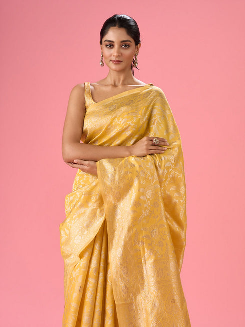 Mohey Glowing Yellow Festive Saree