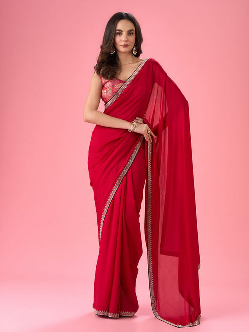 Mohey Radiant Red Saree