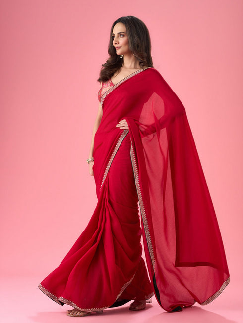 Mohey Radiant Red Saree