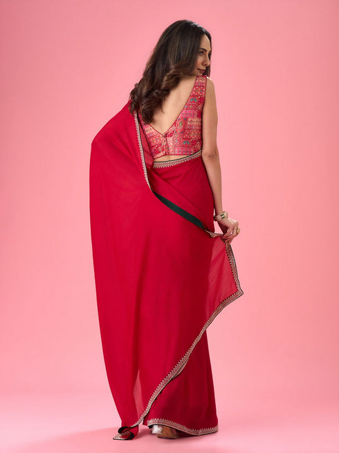 Mohey Radiant Red Saree