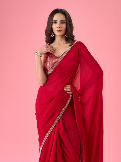 Mohey Radiant Red Saree