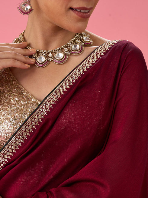 Mohey Wine Hued Elegance Saree