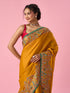 Mohey Mustard Yellow Silk Saree with Hand Embroidery