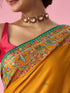 Mohey Mustard Yellow Silk Saree with Hand Embroidery