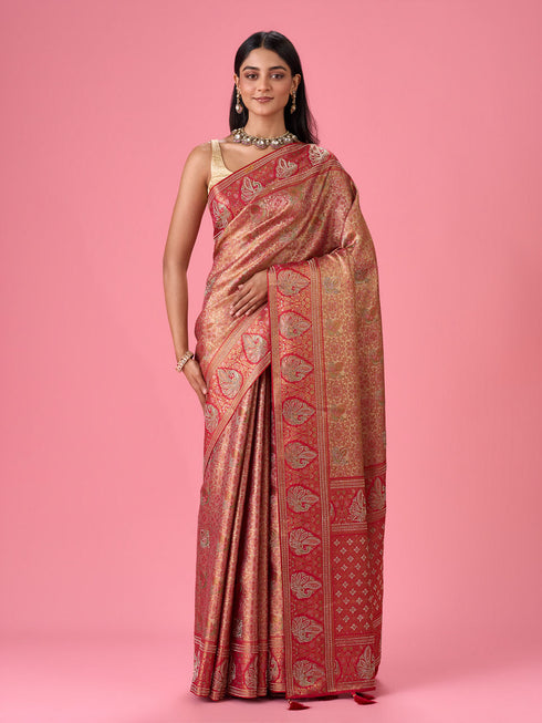 Mohey Radiant Blush Pink Banarasi Saree