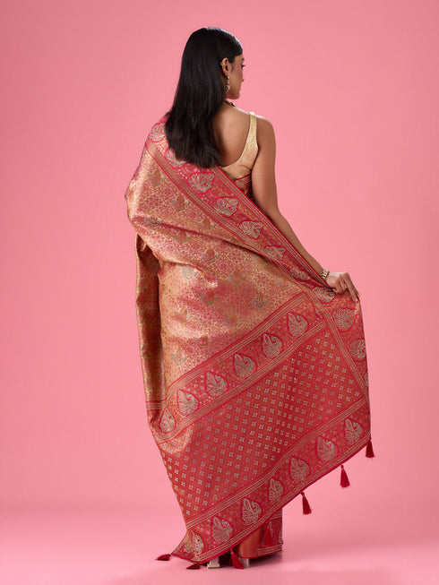 Mohey Radiant Blush Pink Banarasi Saree