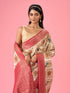 Mohey Dazzling Cream Banarasi Saree Ensemble