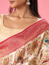 Mohey Dazzling Cream Banarasi Saree Ensemble