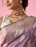 Mohey Purple Silk Saree with Weave Design